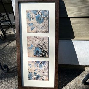 Patton Wall Decor Dimesional 25.5 x 11.5 Framed Floral Butterfly Prints